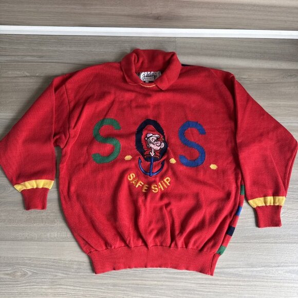 Vintage JC De Castelbajac Sweater POPEYE S.O.S. Safe Ship Sz SM/M(50) Made Italy - Picture 1 of 16